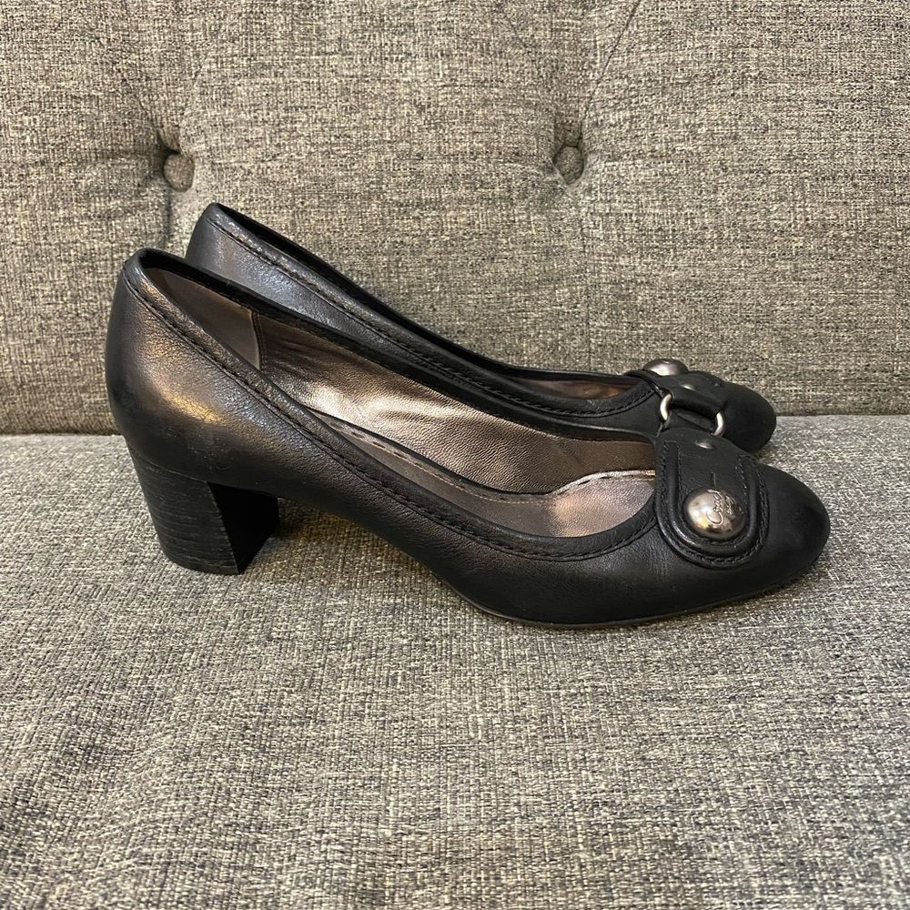 Coach Elizabeth Pumps Heels Black Leather Shoes Women’s Size 9